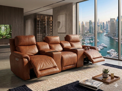 Boston Power Reclining Modular 3 seater Sofa w/Cup Holder,Wireless Charger & Headrest Adjustment